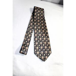 Vintage GEOFFREY BEENE 3.75 X 58" Silk Necktie, Geometric Floral, Silver / Blue